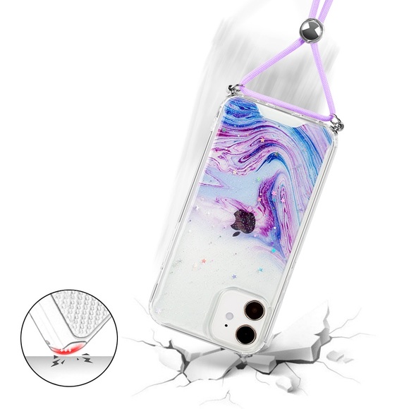 Purple Glitter Swirl Case for iPhone 12 - Picture 2 of 5